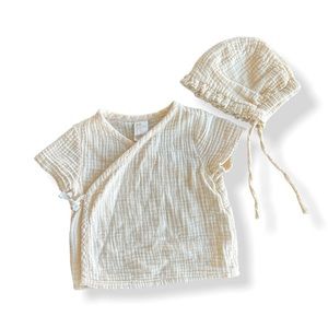 H&M Bundle of 2 Muslin Wrapover Shirt & Hat